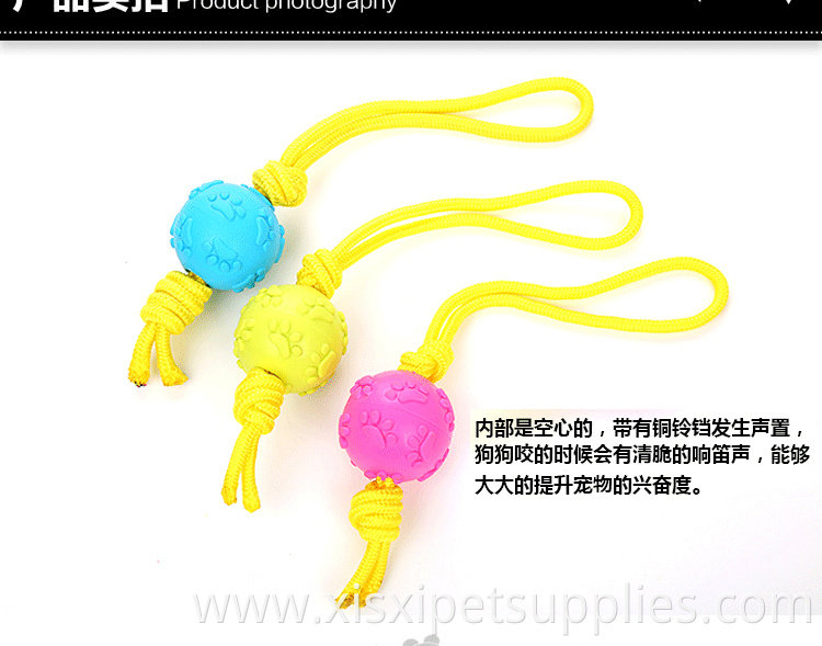 Multicolor Cheap Durable TPR Pet Dog Rope Toys With TPR Ball Wholesale